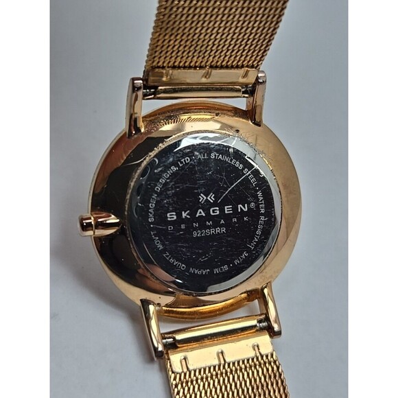 Womens Skagen Rose Gold Crystals 32mm Mother Of Pearl Mesh Watch New Battery